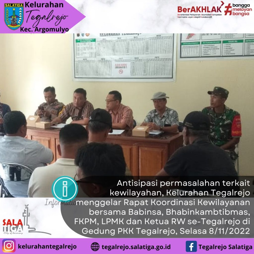 Rapat Koordinasi Kewilayanan bersama Babinsa, Bhabinkambtibmas, FKPM, LPMK dan Ketua RW se-Tegalrejo